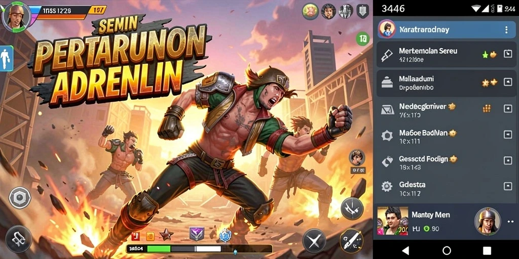 Tampilan gameplay seru dengan pertarungan yang mendebarkan.