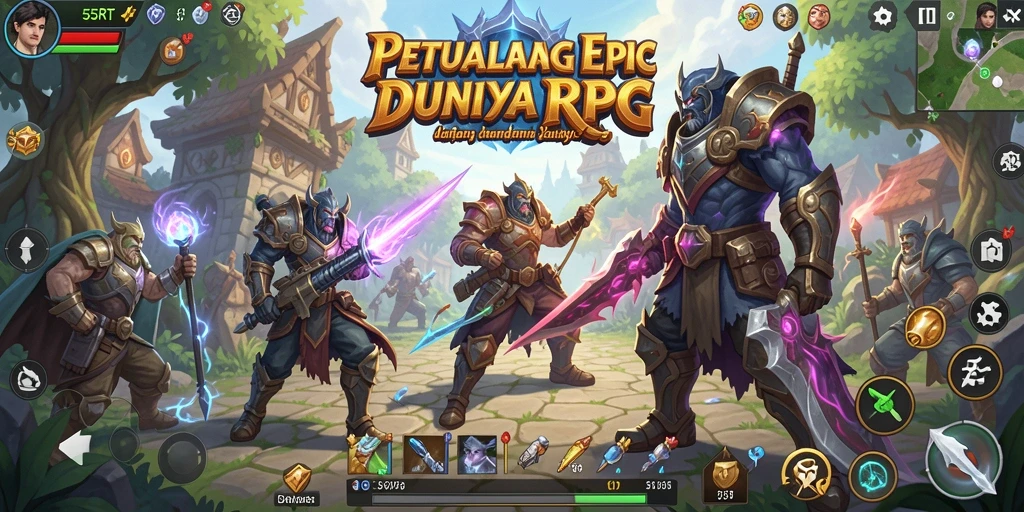 Tampilan gameplay seru dalam petualangan RPG 55RT.
