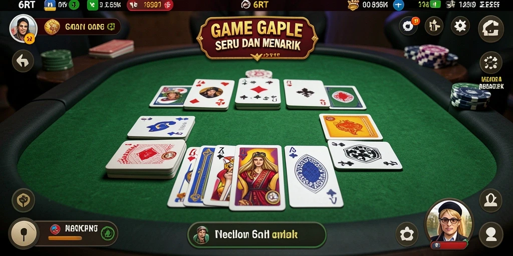 Tampilan gameplay Gaple yang seru dan interaktif di 6RT.