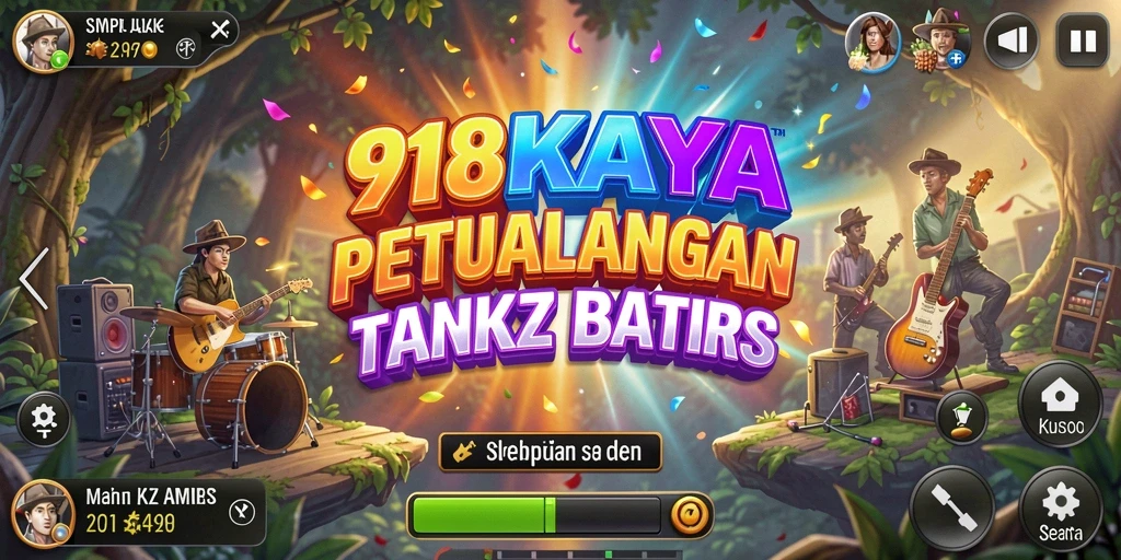 Tampilan gameplay seru dalam 918KAYA saat memainkan lagu-lagu favorit.