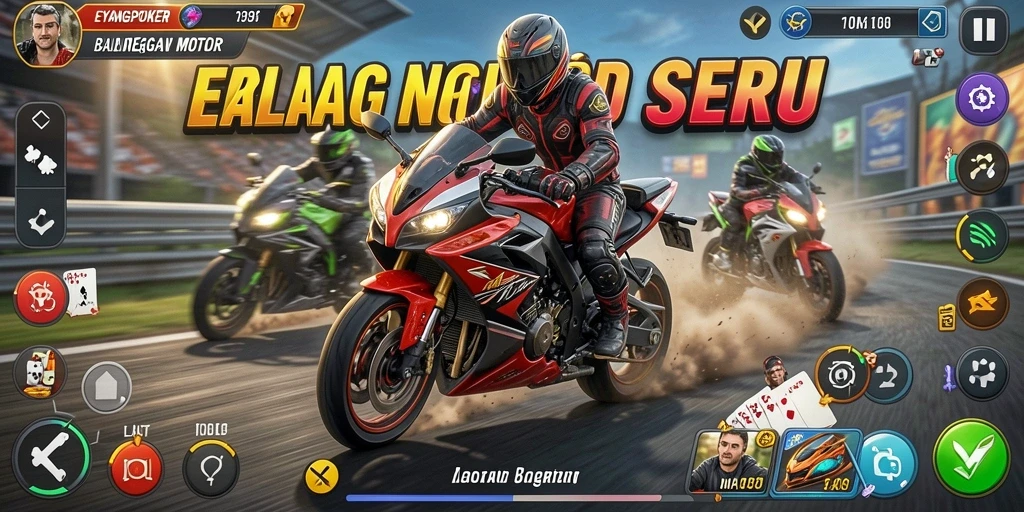 Gameplay seru dalam balapan motor yang mendebarkan.