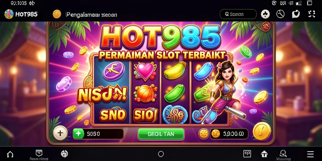 Screenshot gameplay HOT985 yang menampilkan kemenangan besar dalam permainan Slot.