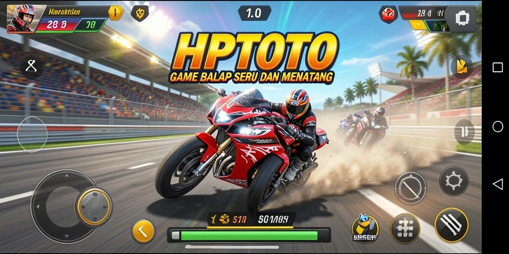 Screenshot HPTOTO menampilkan aksi balap yang mendebarkan dan grafis yang memukau.