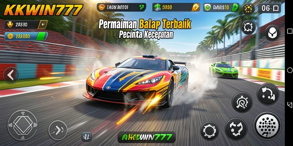 Screenshot menampilkan aksi balap mendebarkan di KKWIN777.