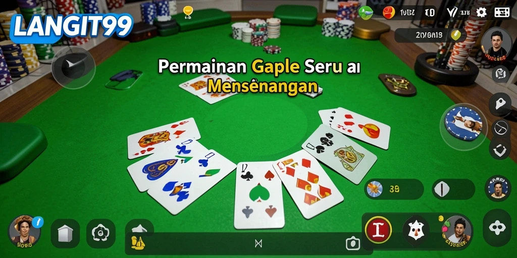 Tampilan gameplay Gaple di aplikasi LANGIT99 yang menarik dan interaktif.