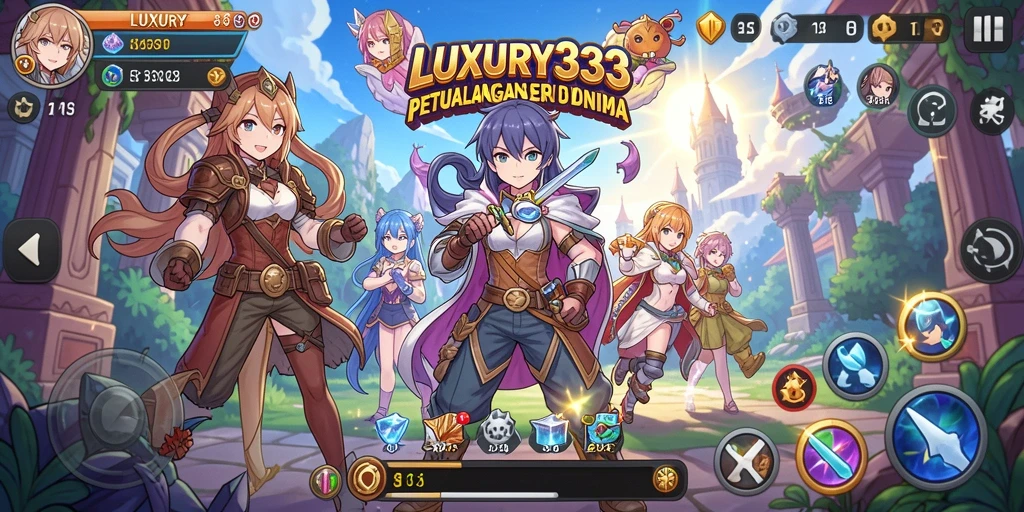 Gameplay LUXURY333 dengan karakter Anime menarik dan warna-warni.