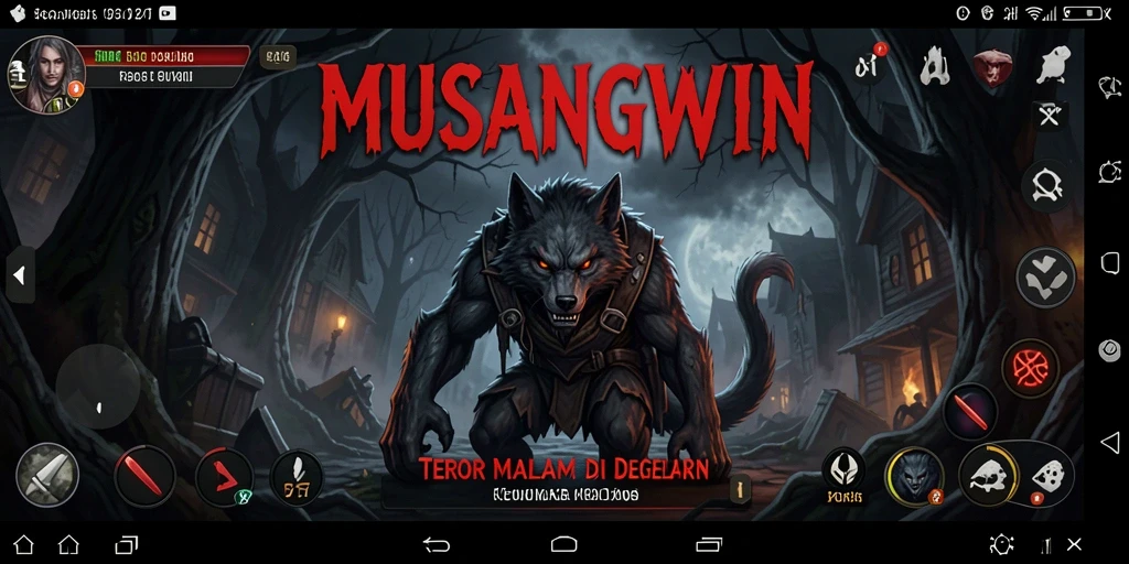 Screenshot menunjukkan karakter utama menjelajahi lingkungan Horror yang gelap dan menakutkan.