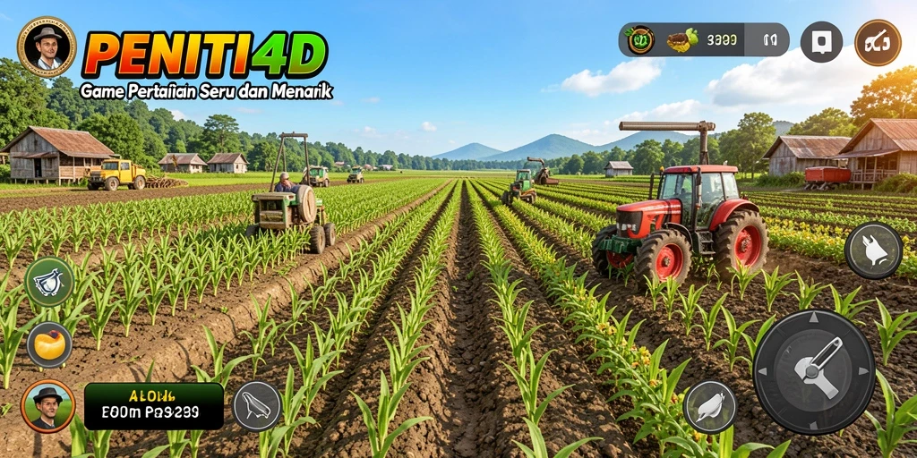Tampilan gameplay seru di PENITI4D dengan aktivitas bertani.