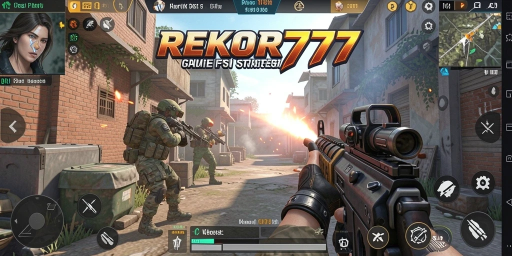 Screenshot gameplay menunjukkan pertempuran intens di REKOR777.