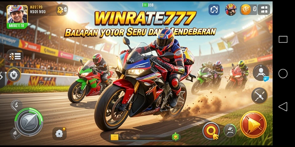 Tampilan balapan seru di WINRATE777 dengan motor yang mengesankan.