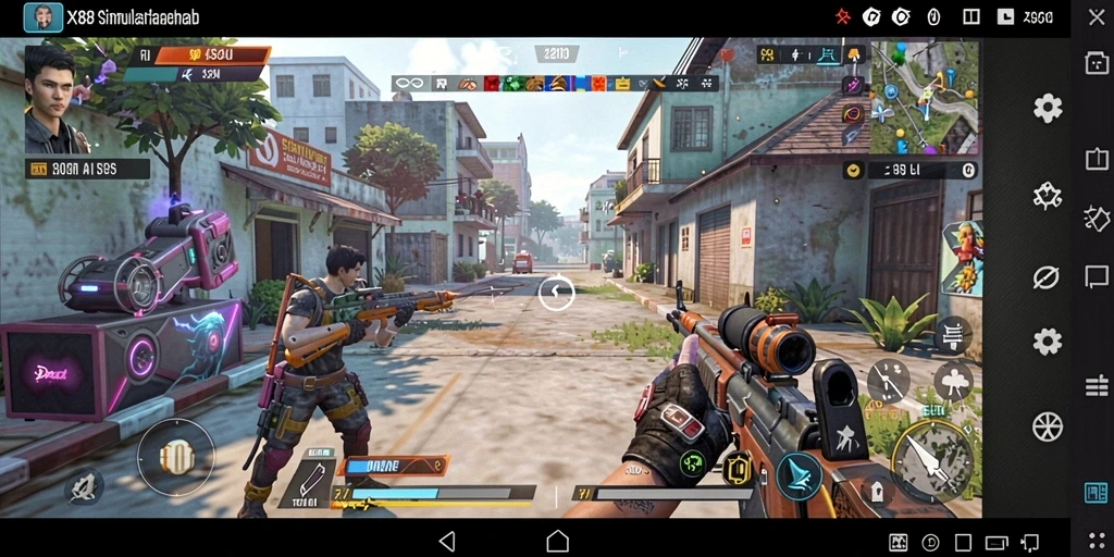 Screenshot utama X88 menampilkan aksi seru dalam dunia simulasi yang imersif.